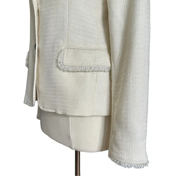 BANANA REPUBLIC Wool Blend Blazer Jacket Two Button Ivory Career Professional, 6 - Picture 6 of 16